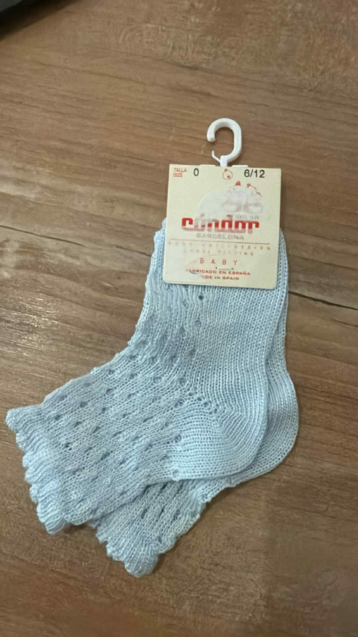 opengeweven enkelkous babyblauw