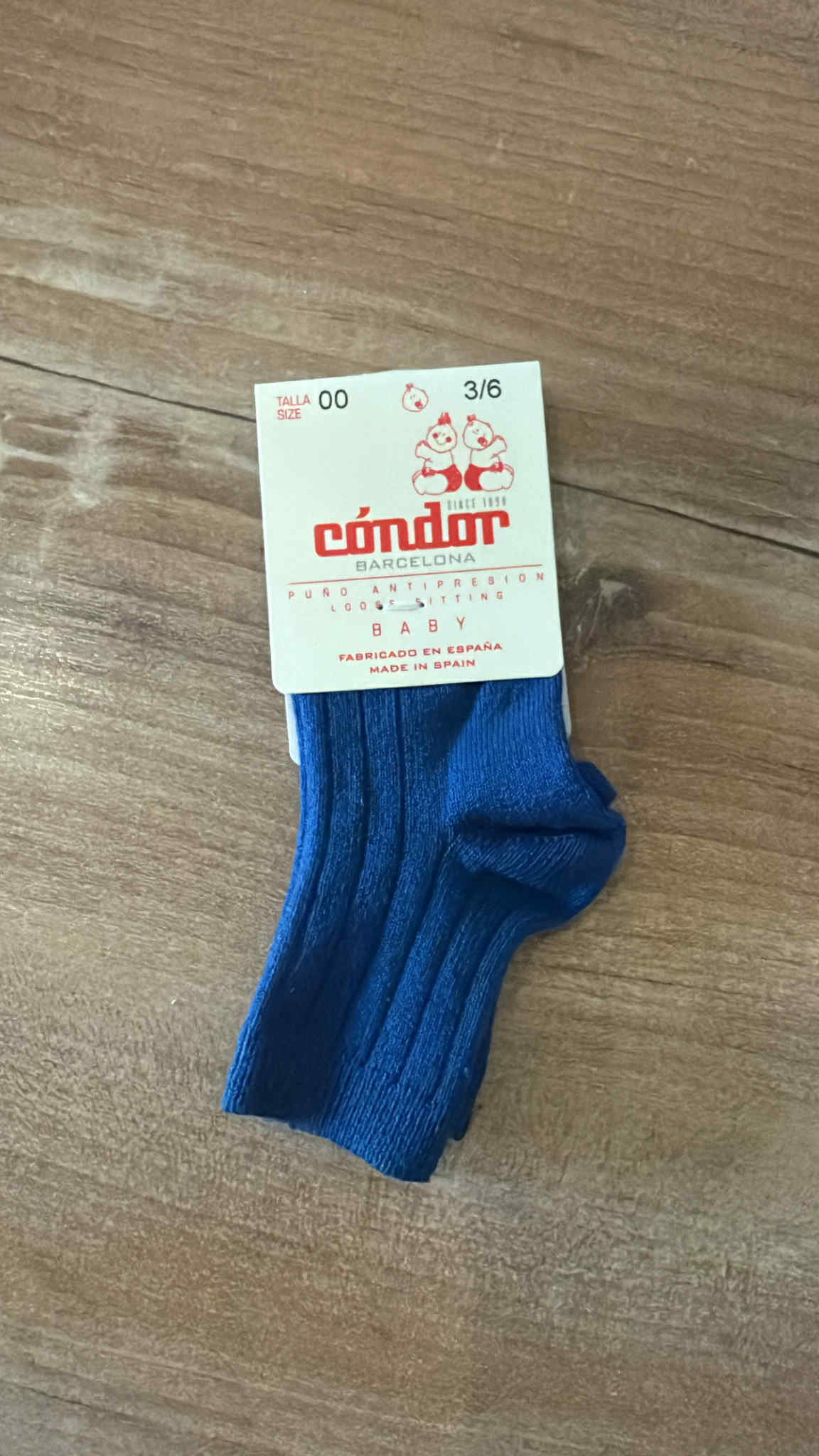 Enkelkous met ribbel blauw