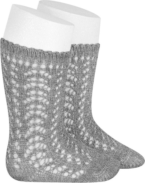 Glitter kniekousen GRIJS