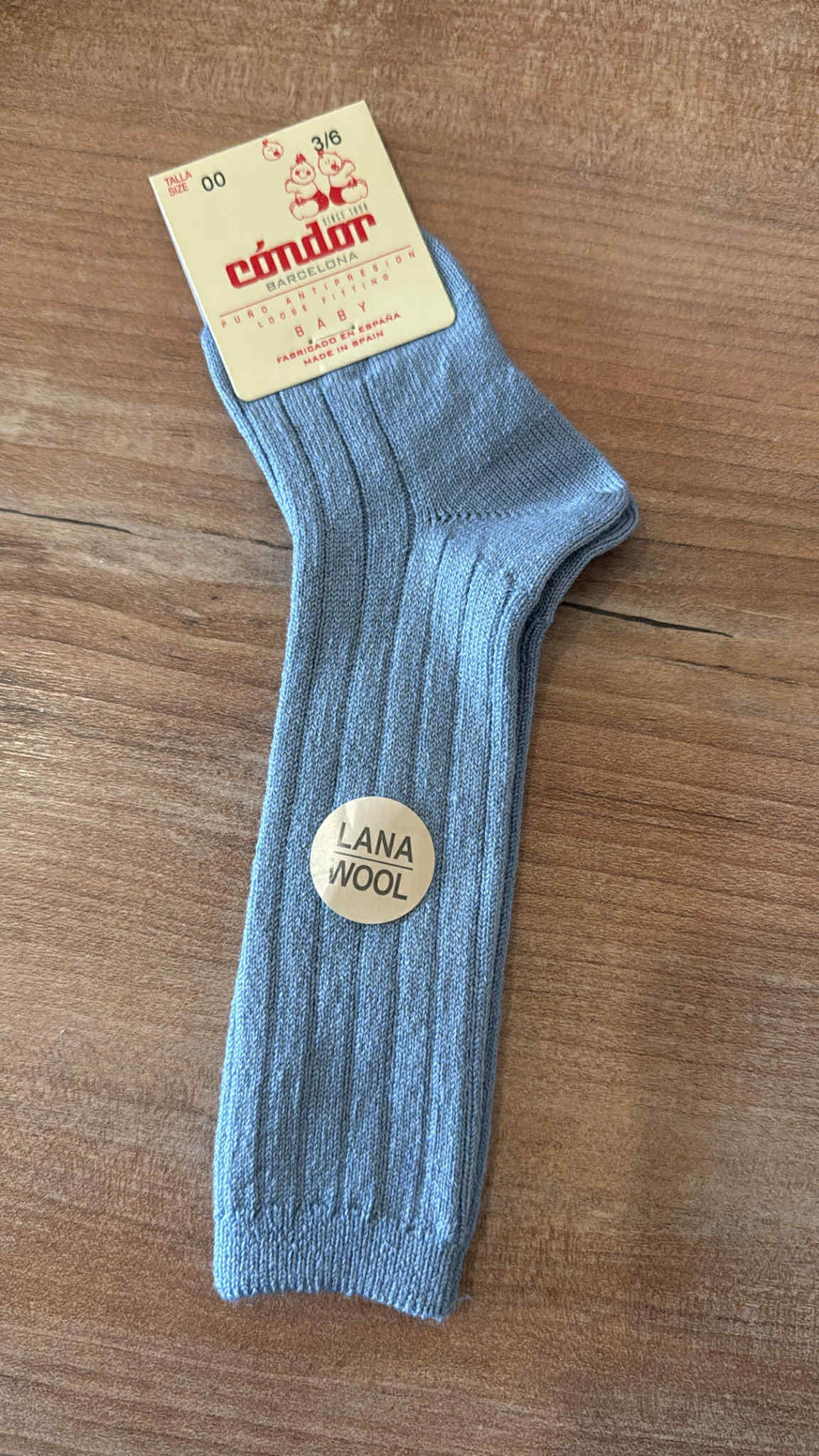 kniekous met ribbel azuurblauw