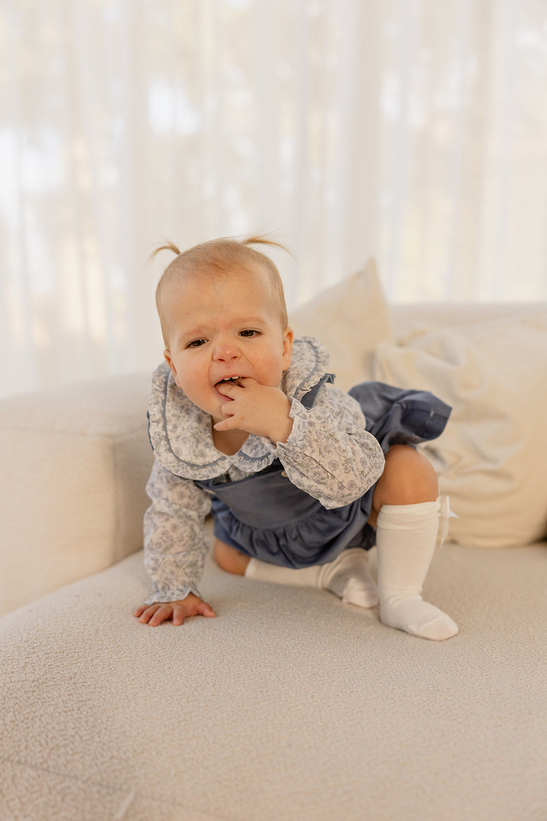 Babyphine – Jurk Amélie marineblauw + Blouse Jana babyblauw
