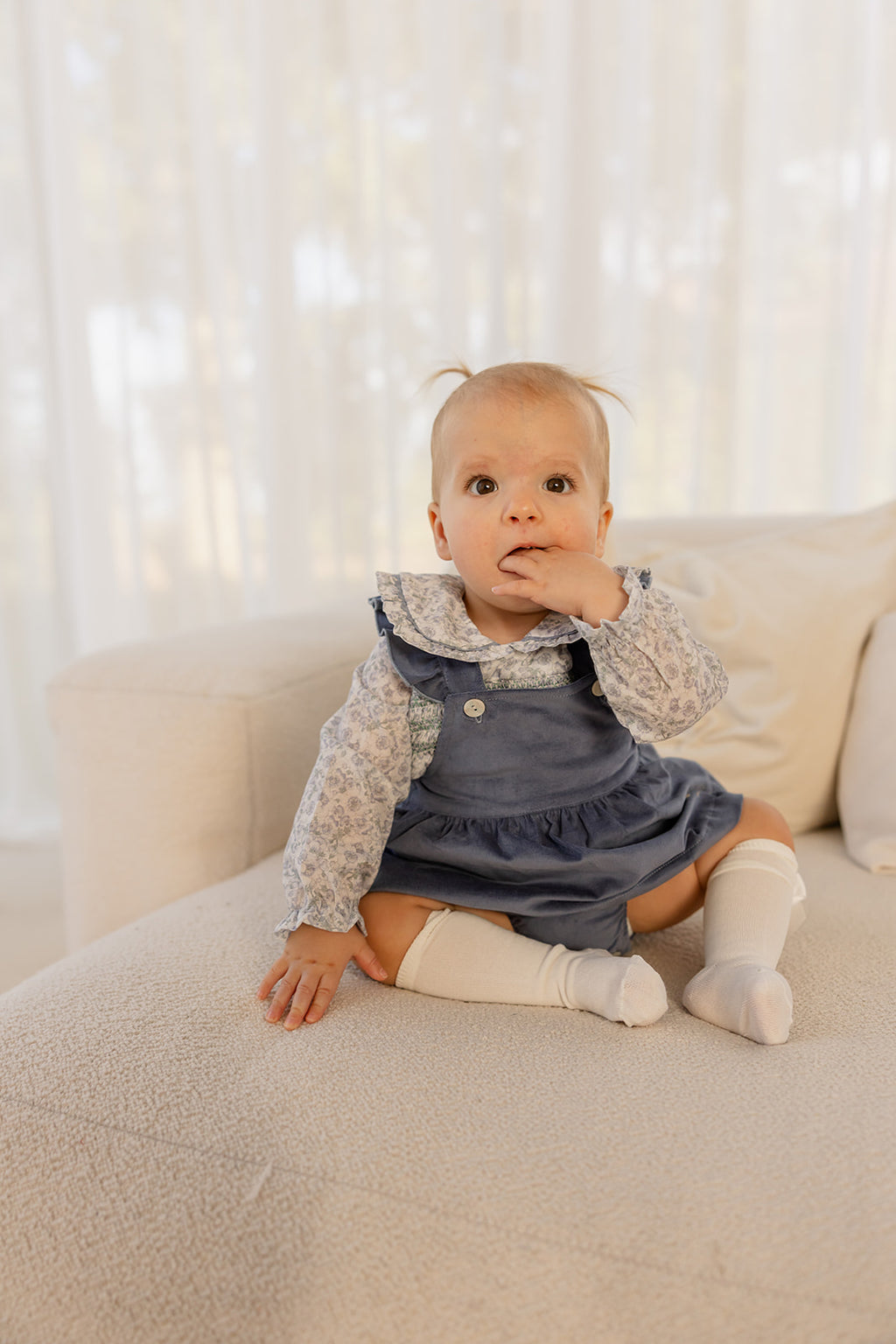 Babyphine – Jurk Amélie marineblauw + Blouse Jana babyblauw