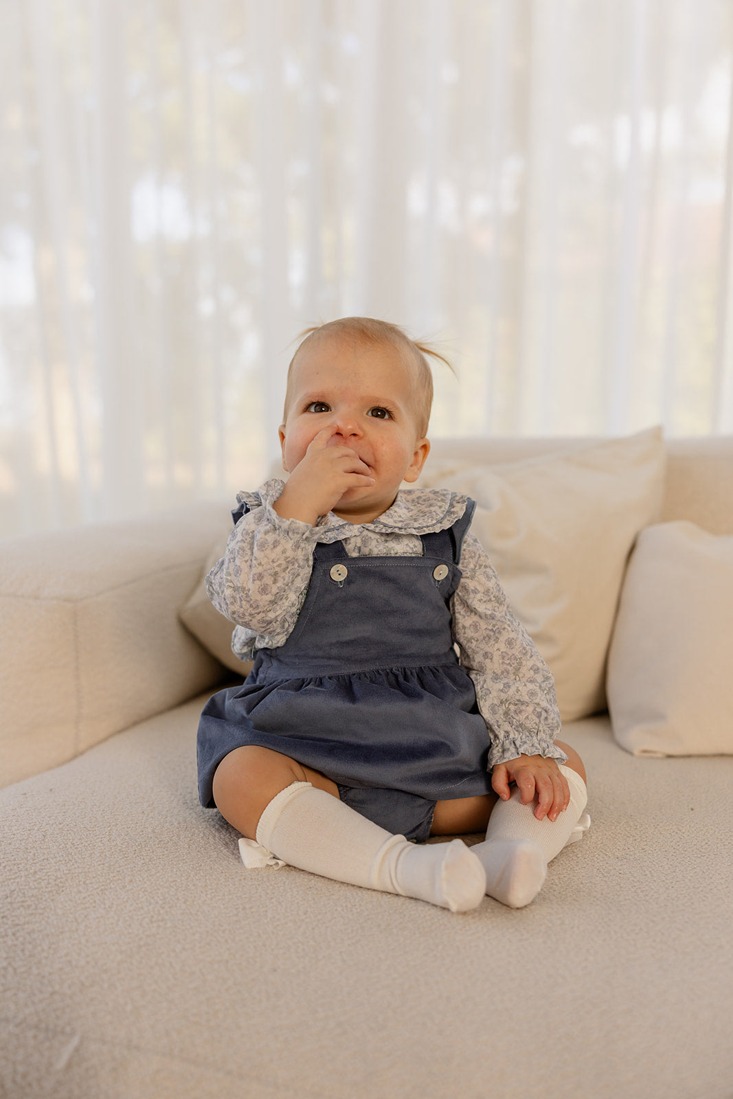 Babyphine – Jurk Amélie marineblauw + Blouse Jana babyblauw