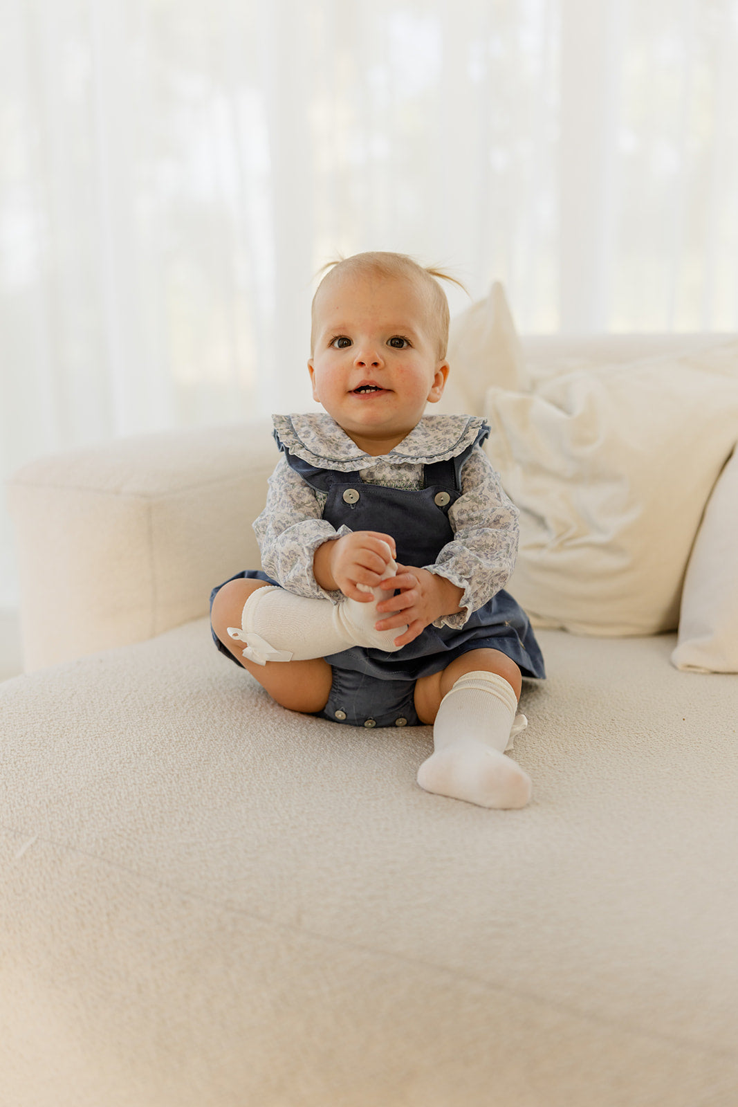Babyphine – Jurk Amélie marineblauw + Blouse Jana babyblauw