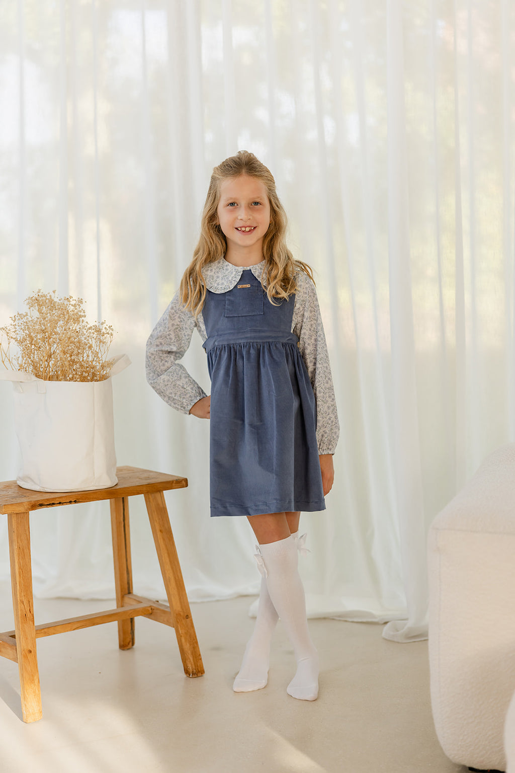 Babyphine – Jurk Merel marineblauw + Blouse Jana babyblauw
