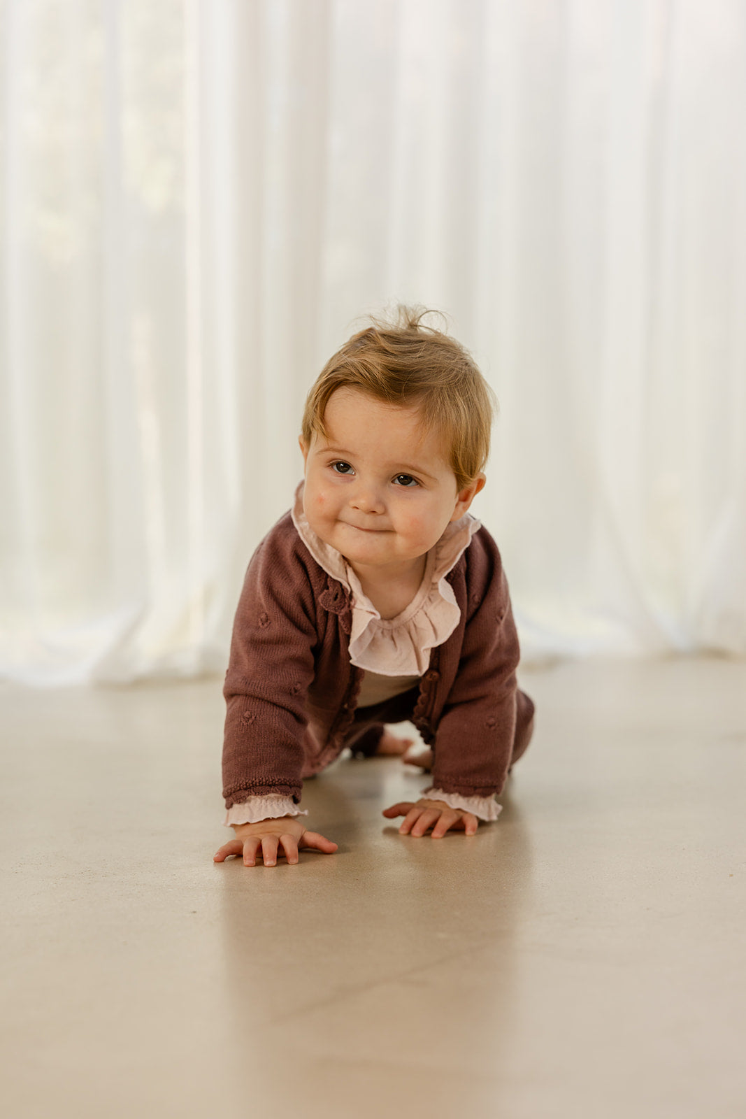 Babyphine – Cardigan Maité paars + Broek Lieke paars + Body Camille roze