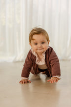 Babyphine – Cardigan Maité paars + Broek Lieke paars + Body Camille roze