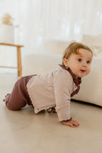 Babyphine – Cardigan Maité roze + Broek Lieke + Body Camille paars