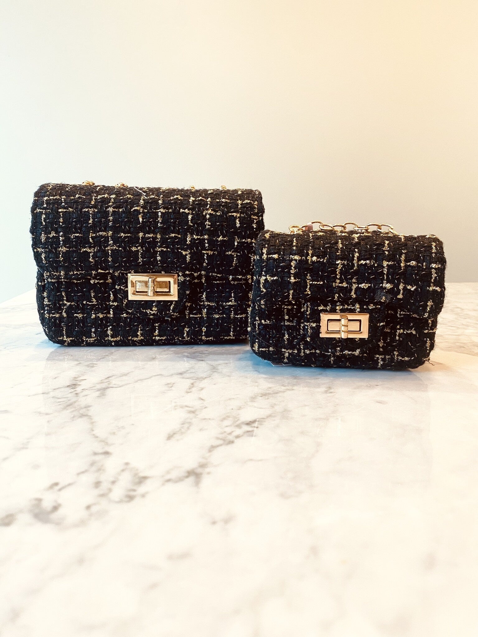HANDTASJE | Helena TWEED ZWART SMALL