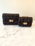 HANDTASJE | Helena TWEED ZWART MEDIUM