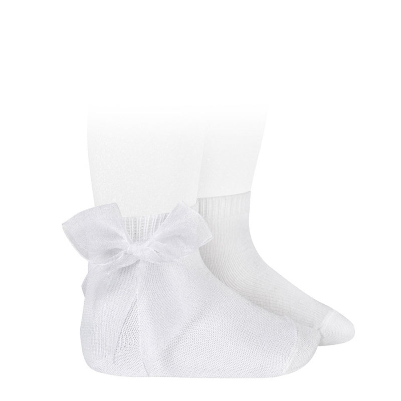 Enkelsokjes met organza strik WIT