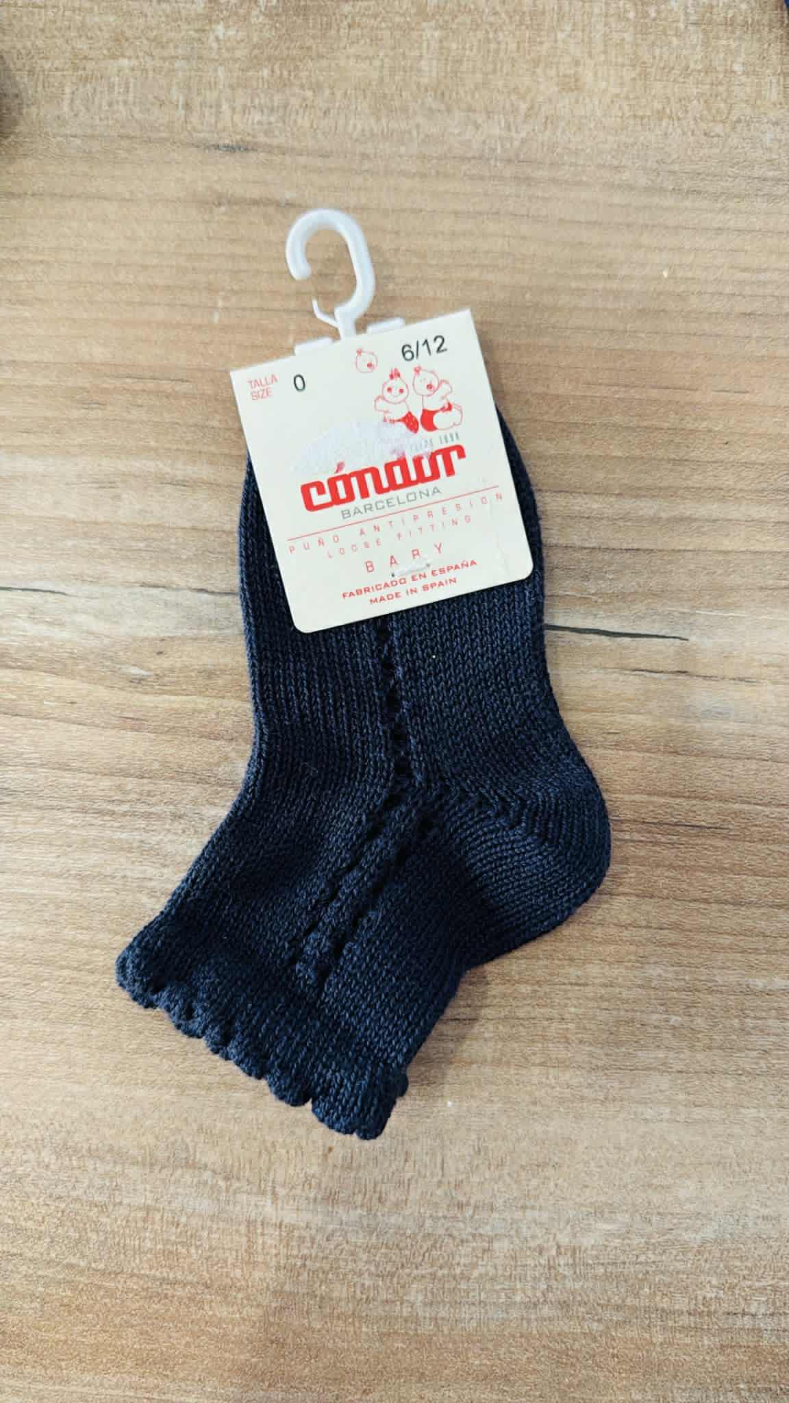 enkelsokjes met opengewerkte zijkant  marineblauw