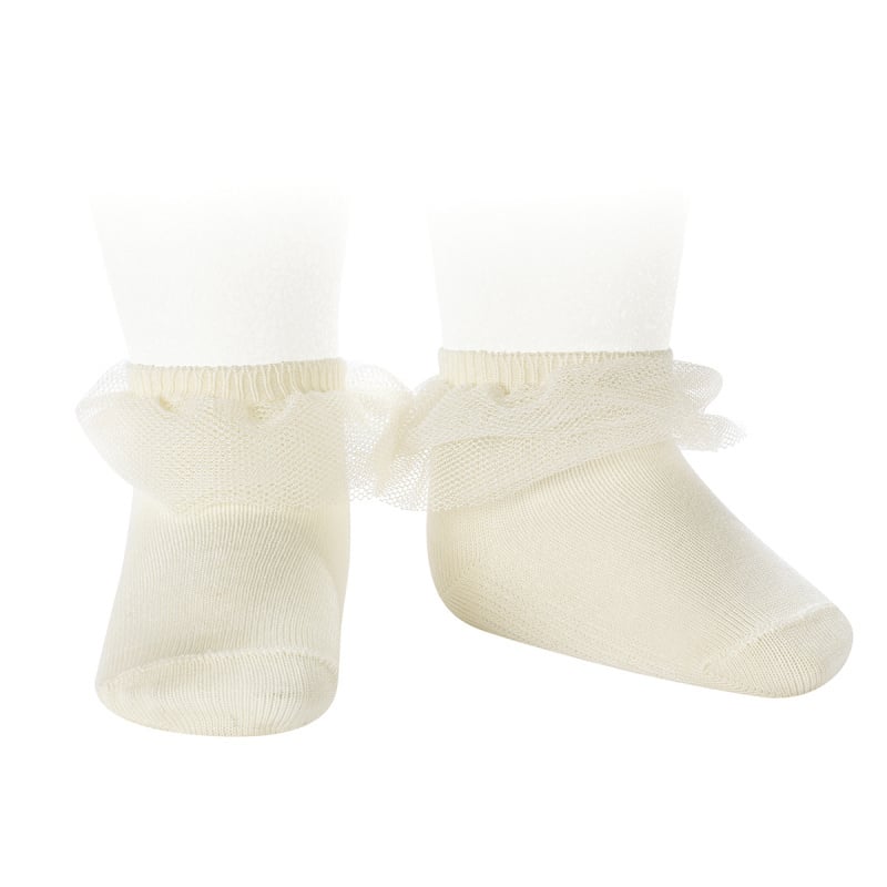 Enkelsokjes met tulle ECRU