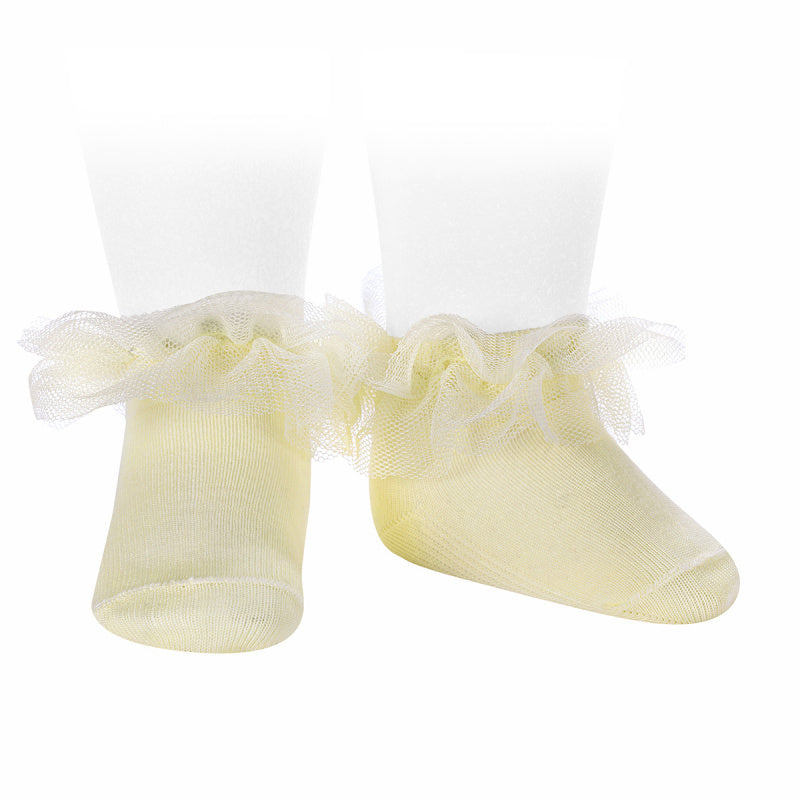 Enkelsokjes met tulle Pastelgeel