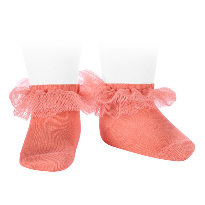Enkelsokjes met tulle PEACH