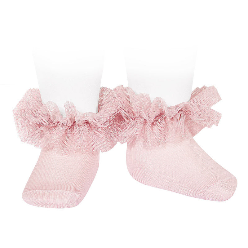 Enkelsokjes met tulle ROZE