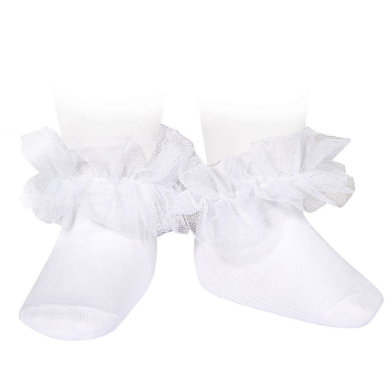 Enkelsokjes met tulle WIT