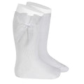 Kniekous met organza strik WIT