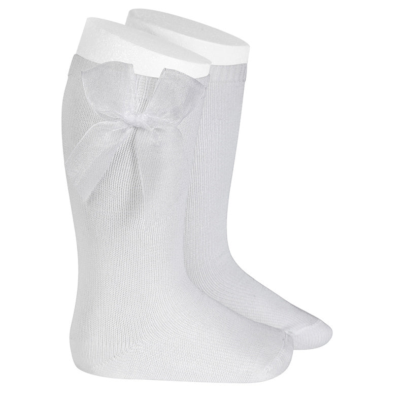 Kniekous met organza strik WIT