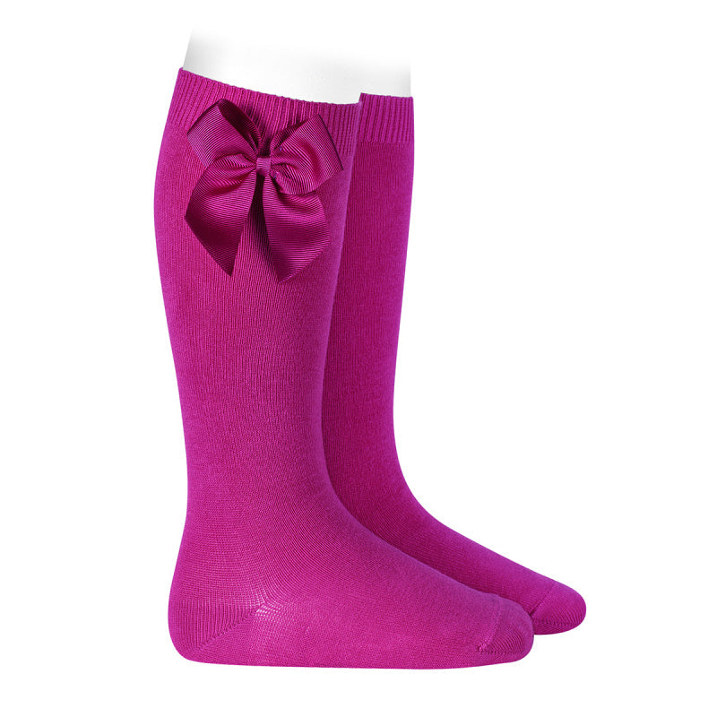 Kniekous met strik Fushia