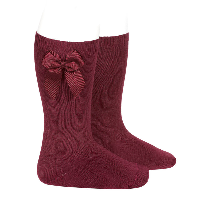 Kniekous met strik Bordeaux