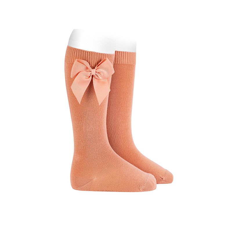 Kniekous met strik BRIGHT PEACH
