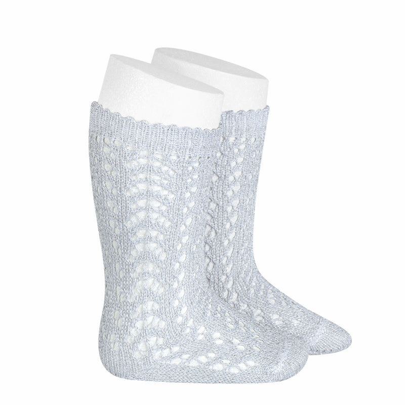 Glitter kniekousen Zilver