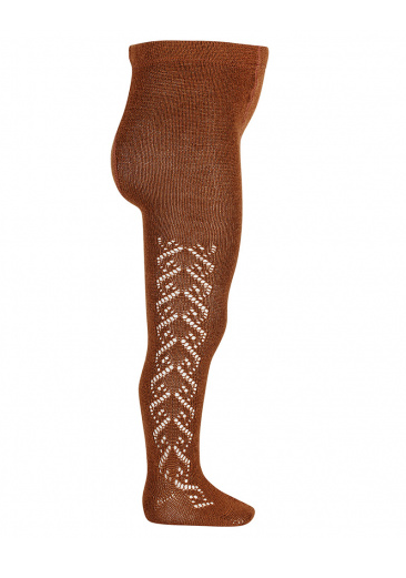 Kousenbroek met opengeweven hartjesmotief  CHOCOLATE