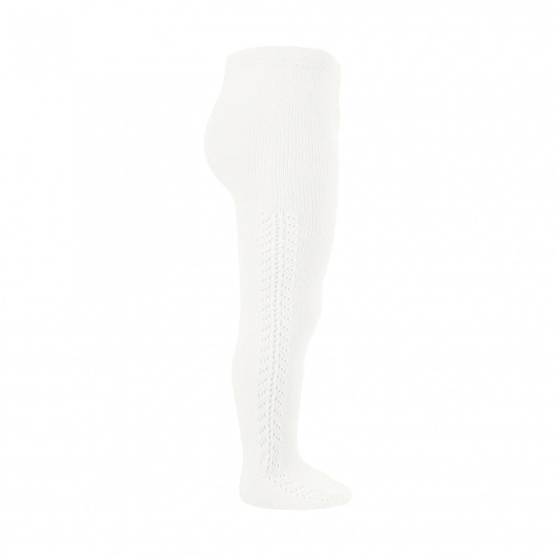 Kousenbroek met visgraat aan zijkant Gebroken wit