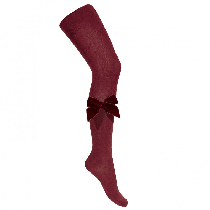 Kousenbroek met velvet strik BORDEAUX