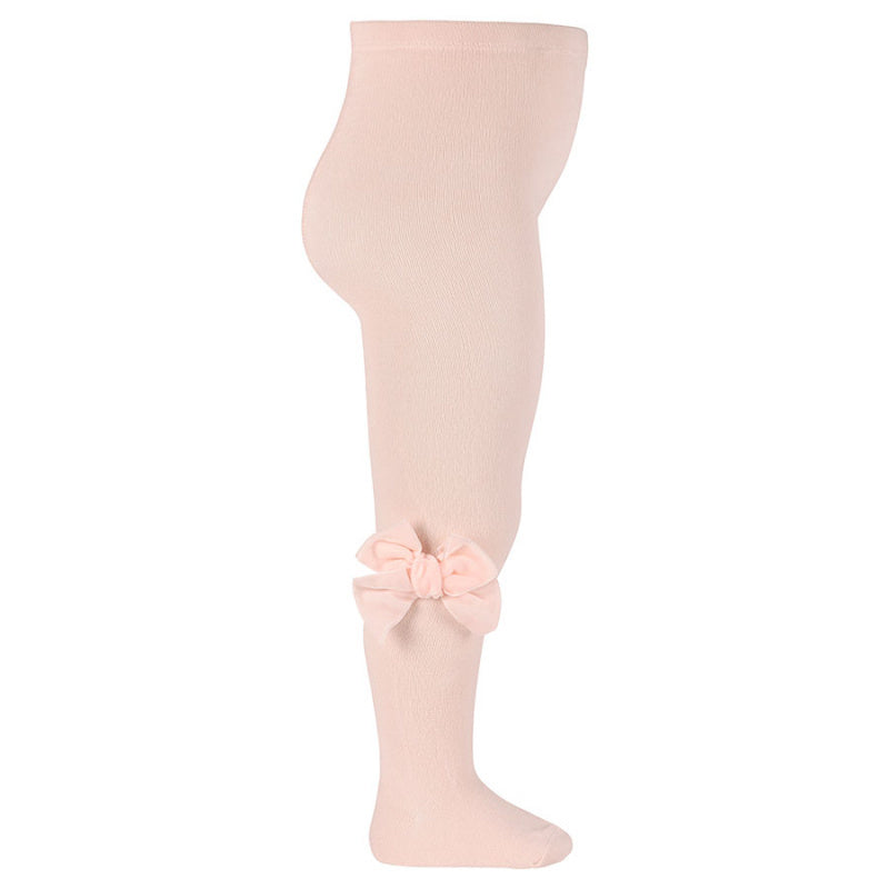Kousenbroek met velvet strik NUDE