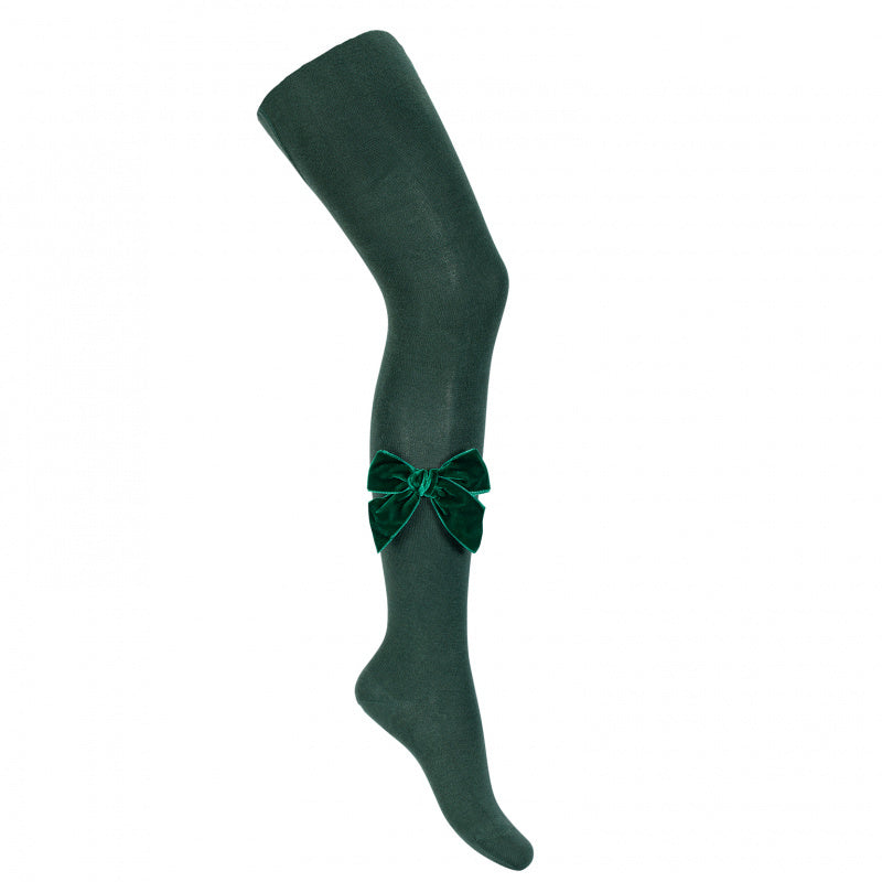 Kousenbroek met velvet strik DONKERGROEN