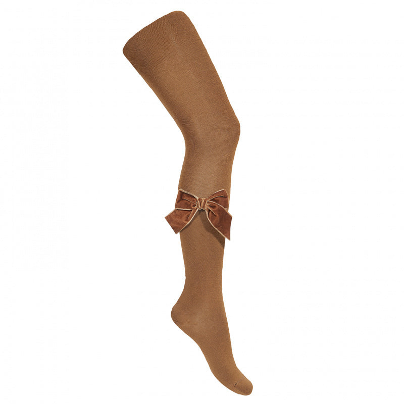 Kousenbroek met velvet strik TOFFEE