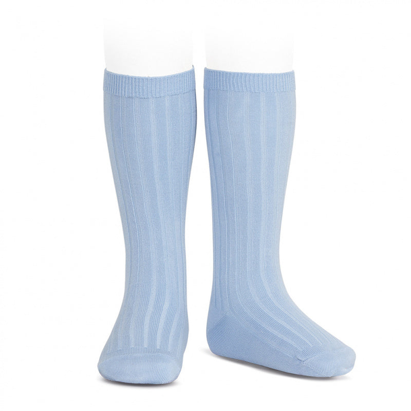 Kniekous met ribbel blauw