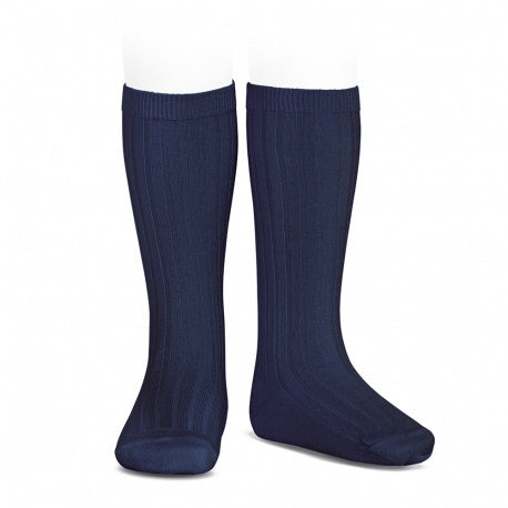 Kniekous met ribbel Marineblauw